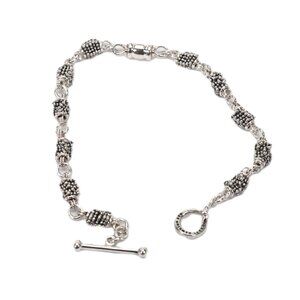 Michael Dawkins Sterling Silver Station Bracelet w Toggle Closure 7.5"